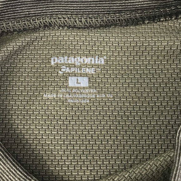 Sold* Patagonia Capilene Shirt Mens Size Large Long Sleeve Olive Green Base Laye - Picture 8 of 11